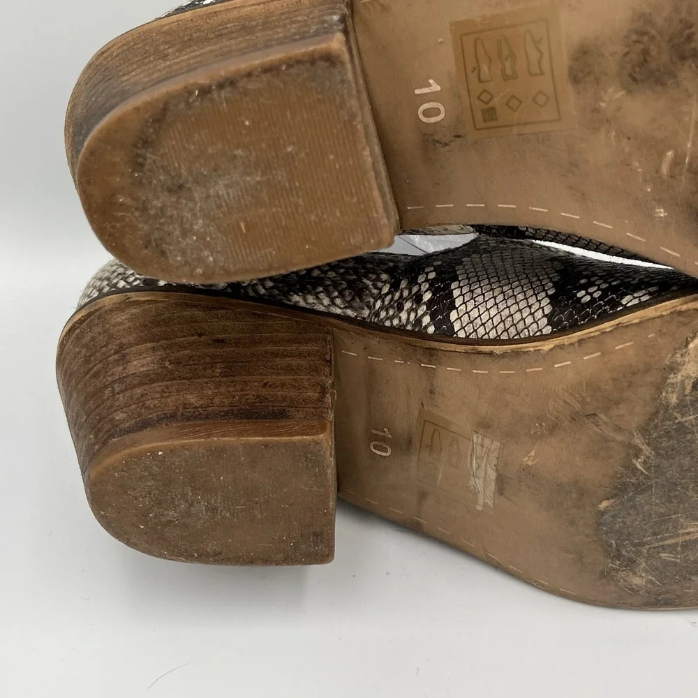 Beast Fashion Snakeskin Gray Cream Size 10 Slip On Booties Western Edgy Festival